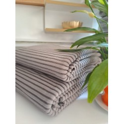 Çizgili Bukle Koltuk Örtüsü - Gri