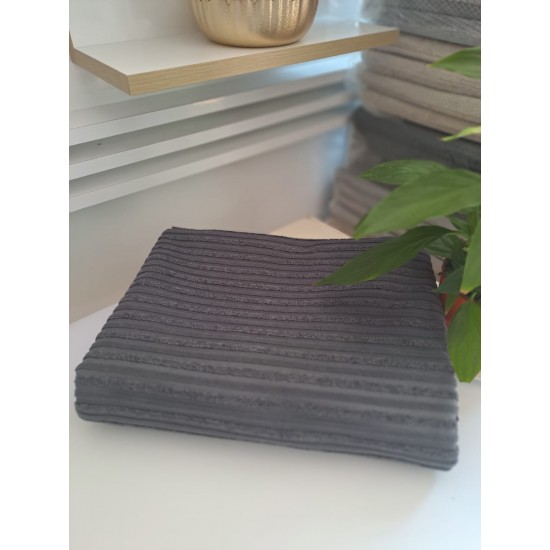 Çizgili Bukle Koltuk Örtüsü - İndigo